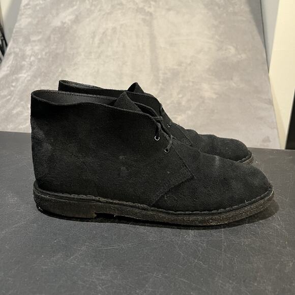 Clarks Originals Desert Boot Mens 11 M Black Suede Chukka Crepe Sole Boot - Picture 1 of 12